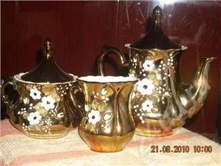 Лот: 287128. Фото: 1. Чайный сервиз, "золотой". Сервизы, наборы посуды