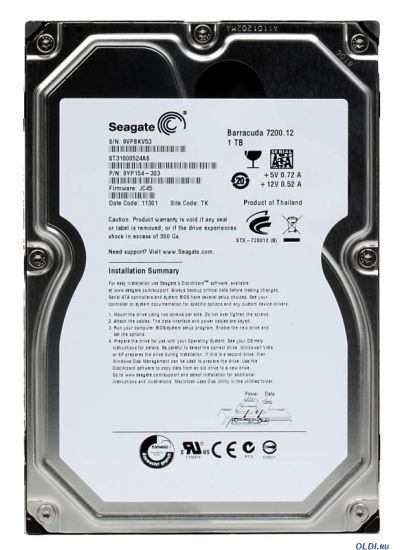 Лот: 3668754. Фото: 1. Жесткий диск 1 TB Seagate ST31000524AS. Жёсткие диски (HDD)