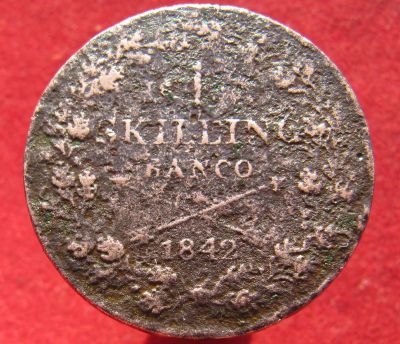 Лот: 16995926. Фото: 1. Швеция 1 скиллинг банко, 1842г... Европа