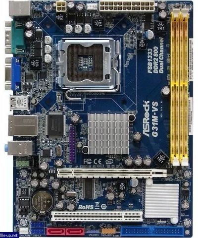 Лот: 10318289. Фото: 1. ASRock G31M-VS- lga775. Материнские платы