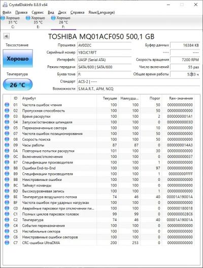 Лот: 17328980. Фото: 1. Жесткий диск Toshiba 500 Гб MQ01ACF050... Жёсткие диски