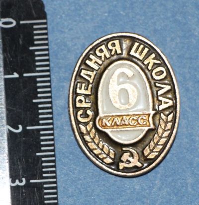Лот: 11539169. Фото: 1. Значок: Средняя школа. 6 класс... Сувенирные