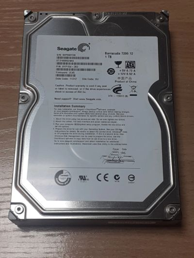 Лот: 21730400. Фото: 1. HDD 1TB Seagate 7200.12 (ST31000524AS... Жёсткие диски