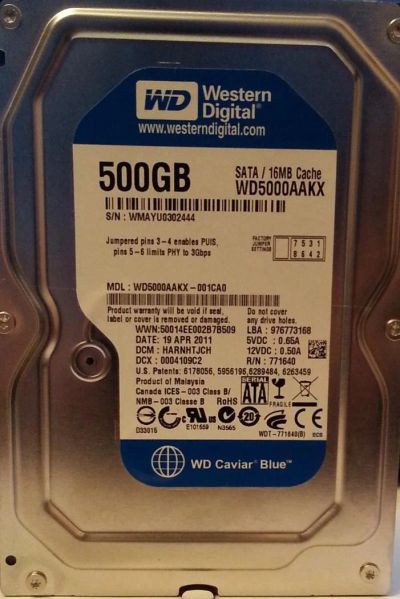 Лот: 8603296. Фото: 1. Western Digital Caviar Blue WD5000AAKX... Жёсткие диски (HDD)