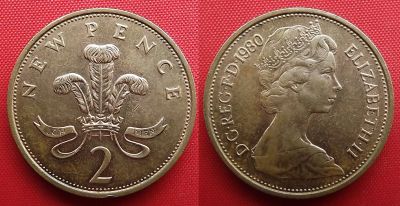 Лот: 22174138. Фото: 1. (№1755/LK) 2 пенса 1980 (Англия... Великобритания и острова