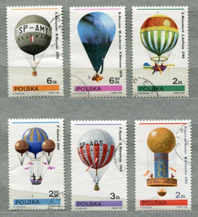 Лот: 7295469. Фото: 1. 1981 Польша Воздушные шары Авиация... Марки
