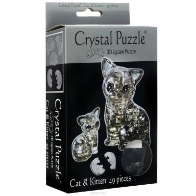 Лот: 6329350. Фото: 1. 3D пазл "Кошка и котенок" 49 деталей. Пазлы