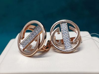 Лот: 21255606. Фото: 1. Золотые серьги Gucci 585 (Ш 38384... Серьги, каффы