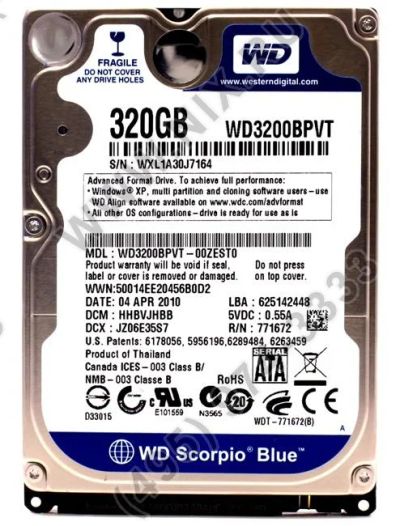 Лот: 3537313. Фото: 1. 320Gb WD 2.5" (не рабочий). Жёсткие диски (HDD)