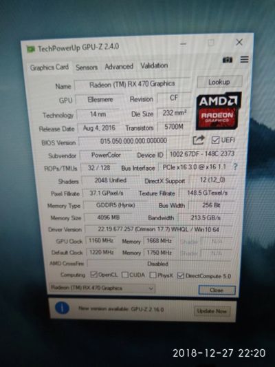 Лот: 12873629. Фото: 1. Видео карта rx 470. Видеокарты