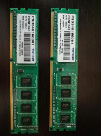 Лот: 11336776. Фото: 1. Dimm DDR3 2*4Gb Patriot PSD34G160081. Оперативная память