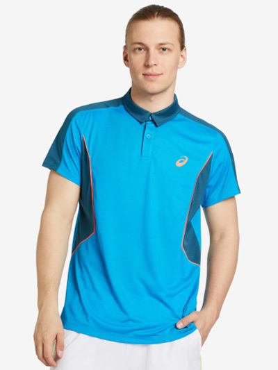 Лот: 22424619. Фото: 1. Поло мужское ASICS, Синий. Другое (спортивная одежда)