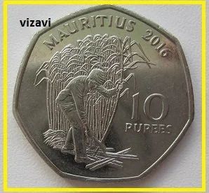 Лот: 16766315. Фото: 1. Маврикий 10 рупий 2016 (9). Африка