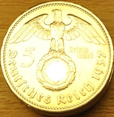 Лот: 16709374. Фото: 1. 5 Рейхсмарок 1937г. Пауль фон... Германия и Австрия