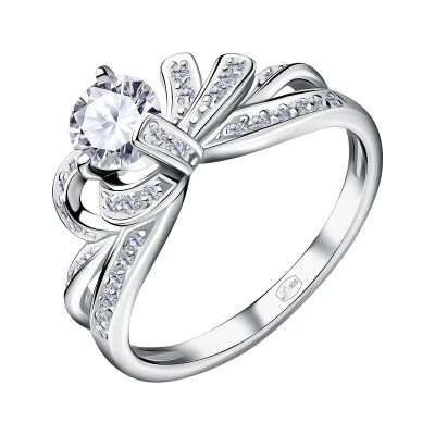 Лот: 23843983. Фото: 1. Серебряное кольцо с фианитами... Кольца, перстни