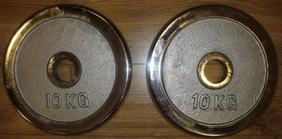 Лот: 3650862. Фото: 1. Диск хромированный 10 кг - 2 шт... Штанги, блины