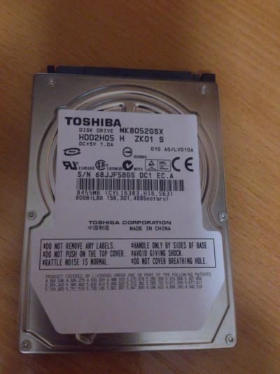 Лот: 4861998. Фото: 1. Жесткий диск Toshiba 80 GB 2.5... Жёсткие диски (HDD)
