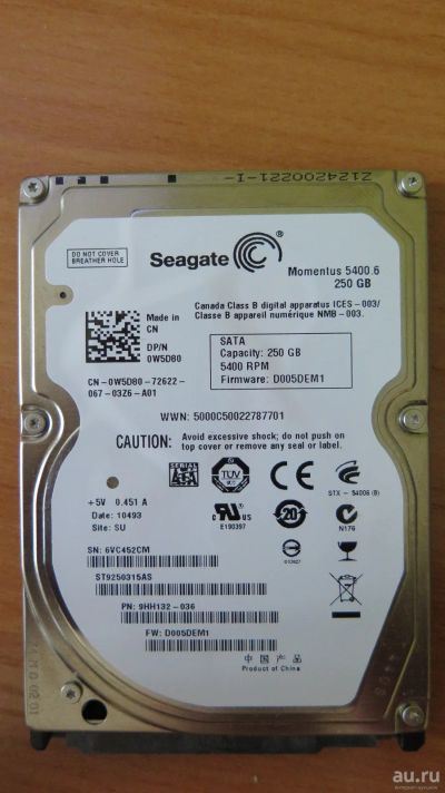 Лот: 13566836. Фото: 1. Жесткий диск Seagate 250GB ST9250315AS. Жёсткие диски