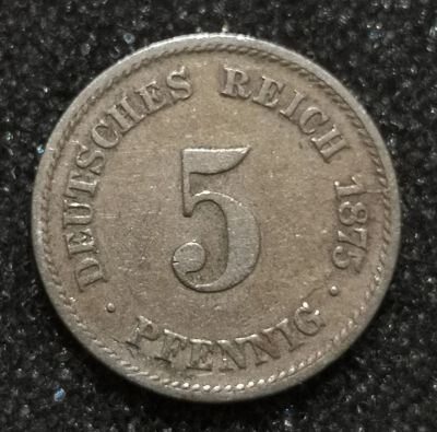 Лот: 23232777. Фото: 1. 5 пфеннигов 1875 года. Германия... Германия и Австрия