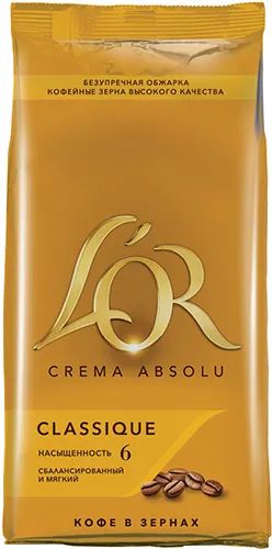 Лот: 24445118. Фото: 1. Кофе в зернах L'Or Crema Absolu... Чай, кофе, какао