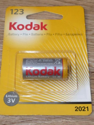 Лот: 5213562. Фото: 1. Литиевая батарейка 123 Kodak 3В. Батарейки, аккумуляторы, элементы питания