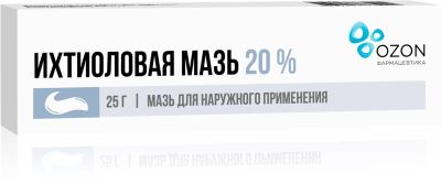 Лот: 23986520. Фото: 1. Ихтиоловая мазь 20% 25г. Лекарства
