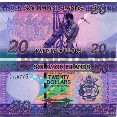 Лот: 14585410. Фото: 1. Соломоновы острова 20 долларов... Австралия и Океания