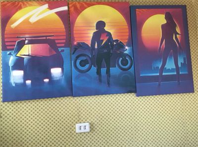 Лот: 11469869. Фото: 1. Триптих Outrun (синтвейв, ретровейв... Холсты чистые