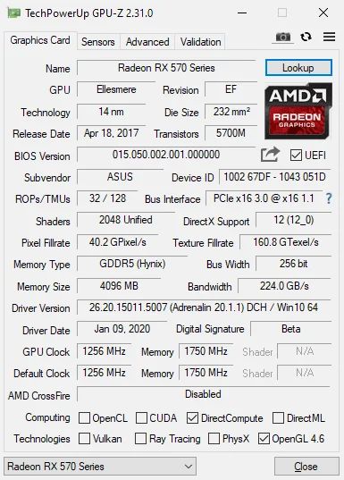 Лот: 16081173. Фото: 1. Видеокарта ASUS Radeon RX570 4Gb. Видеокарты