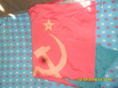 Лот: 12071833. Фото: 1. Большой Флаг с серпом и молотом... Флаги, гербы