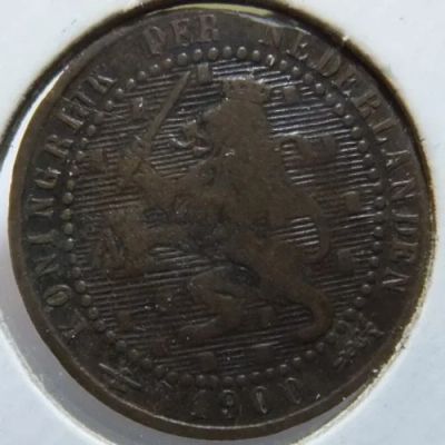 Лот: 3730012. Фото: 1. Нидерланды 1 цент 1900г. Европа