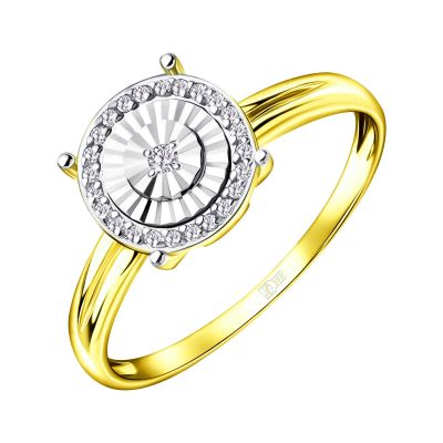 Лот: 23855754. Фото: 1. Золотое кольцо с бриллиантами... Кольца, перстни