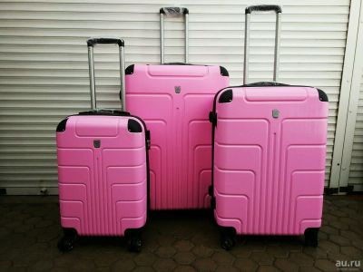 Лот: 10124794. Фото: 1. Чемодан Средний пластиковый "Розовый... Чемоданы и сумки дорожные