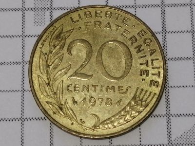 Лот: 15556845. Фото: 1. Франция 20 сантимов 1978 год... Россия и СССР 1917-1991 года