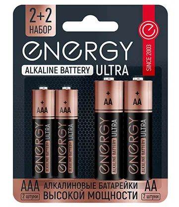 Лот: 20540267. Фото: 1. Батарейка алкалиновая Energy Ultra... Батарейки, аккумуляторы, элементы питания