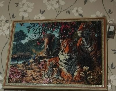 Лот: 24697703. Фото: 1. Картина семья тигров. Картины, рисунки