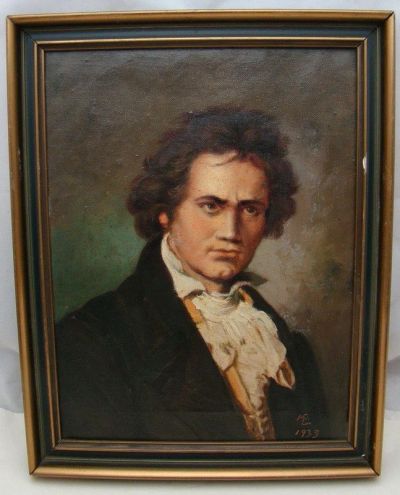 Лот: 13275570. Фото: 1. Картина старинная портрет Бетховена... Другое (антиквариат)