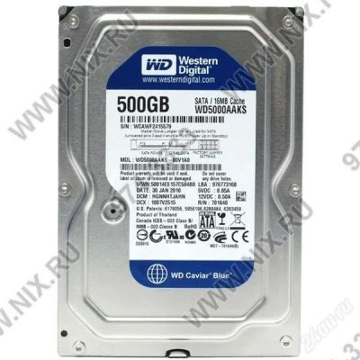Лот: 1779268. Фото: 1. HDD WESTERN DIGITAL 500GB WD5000AAKS... Жёсткие диски (HDD)