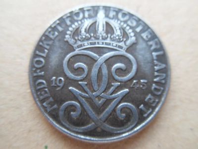 Лот: 6716422. Фото: 1. Швеция 2 эре 1945. Европа