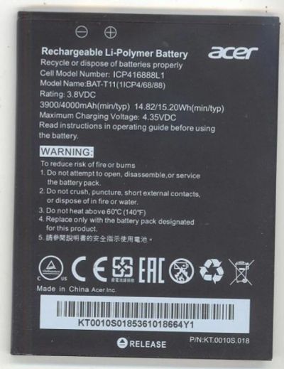Лот: 13974481. Фото: 1. АКБ (Аккумулятор) Acer BAT-T11... Аккумуляторы