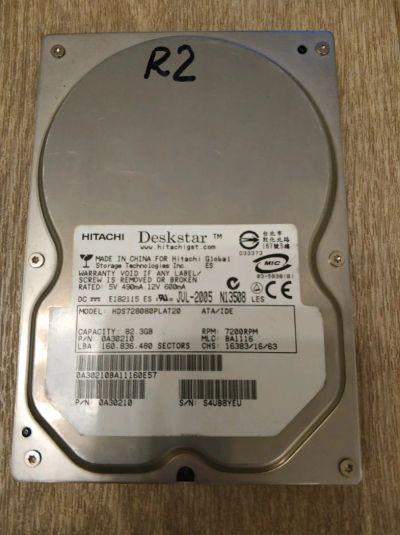 Лот: 13938558. Фото: 1. HDD IDE 80Gb Hitachi. Жёсткие диски (HDD)