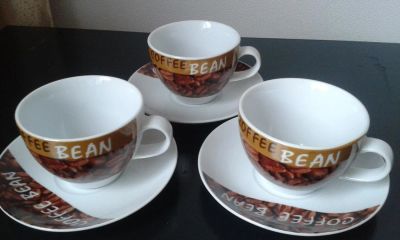 Лот: 11424793. Фото: 1. Чайная пары "Coffee bean" - 3... Кружки, стаканы, бокалы
