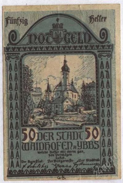 Лот: 1420017. Фото: 1. Австрия. Нотгельд. 50 геллер 1920г... Германия и Австрия