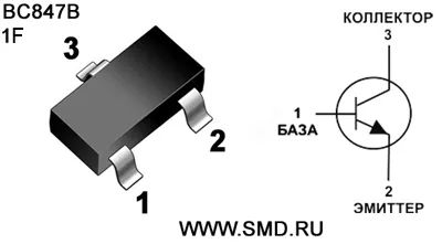 Лот: 20247773. Фото: 1. Транзистор BC847B (SOT-23). Транзисторы