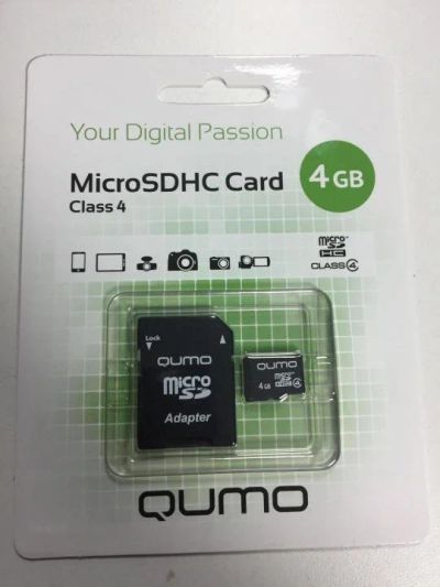 Лот: 10342287. Фото: 1. MicroSD 4Gb карта памяти + SD... Карты памяти