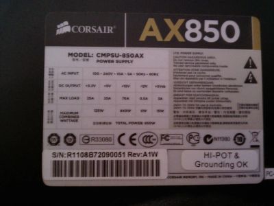 Лот: 3141725. Фото: 1. Мощный блок питания на 850Вт Corsair. Корпуса, блоки питания