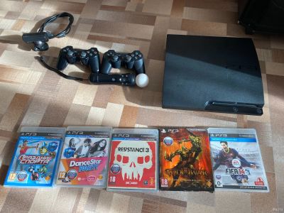 Лот: 17821439. Фото: 1. PS 3 SLIM 3 джойстика, камера... Игровые приставки, консоли