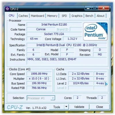 Лот: 8127078. Фото: 1. Pentium Dual-Core E2180 2.0 GHz... Процессоры