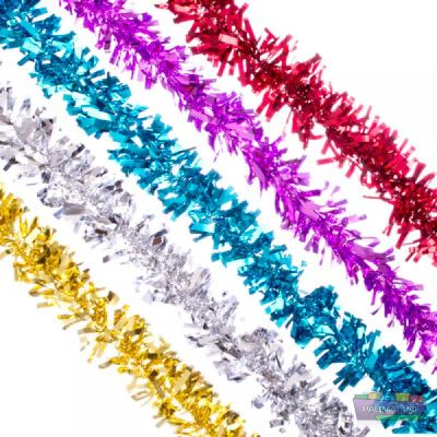 Лот: 6487438. Фото: 1. Мишура 8см 4 PLY 2м, ПВХ, 6 цветов... Гирлянды, шарики, новогодние аксессуары