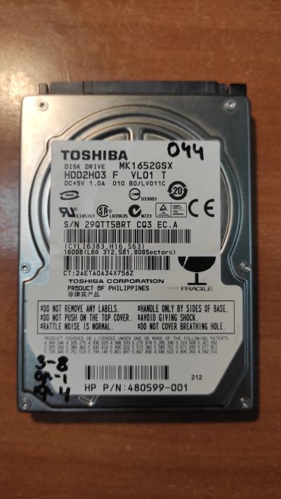 Лот: 21136774. Фото: 1. Жесткий диск Toshiba MK1652GSX... Жёсткие диски (HDD)